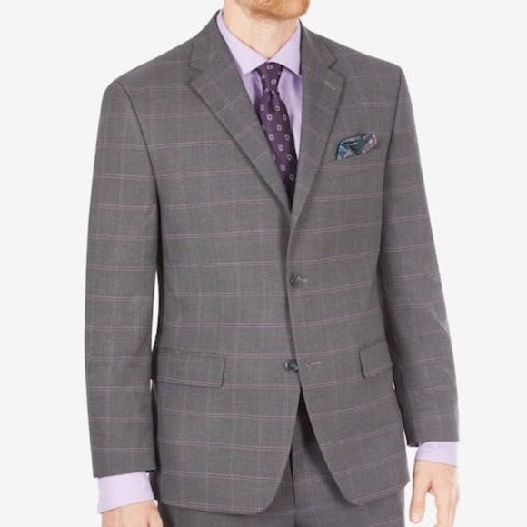 Sean John Mens Classic-Fit Check Suit Separate Jacket Size 40R